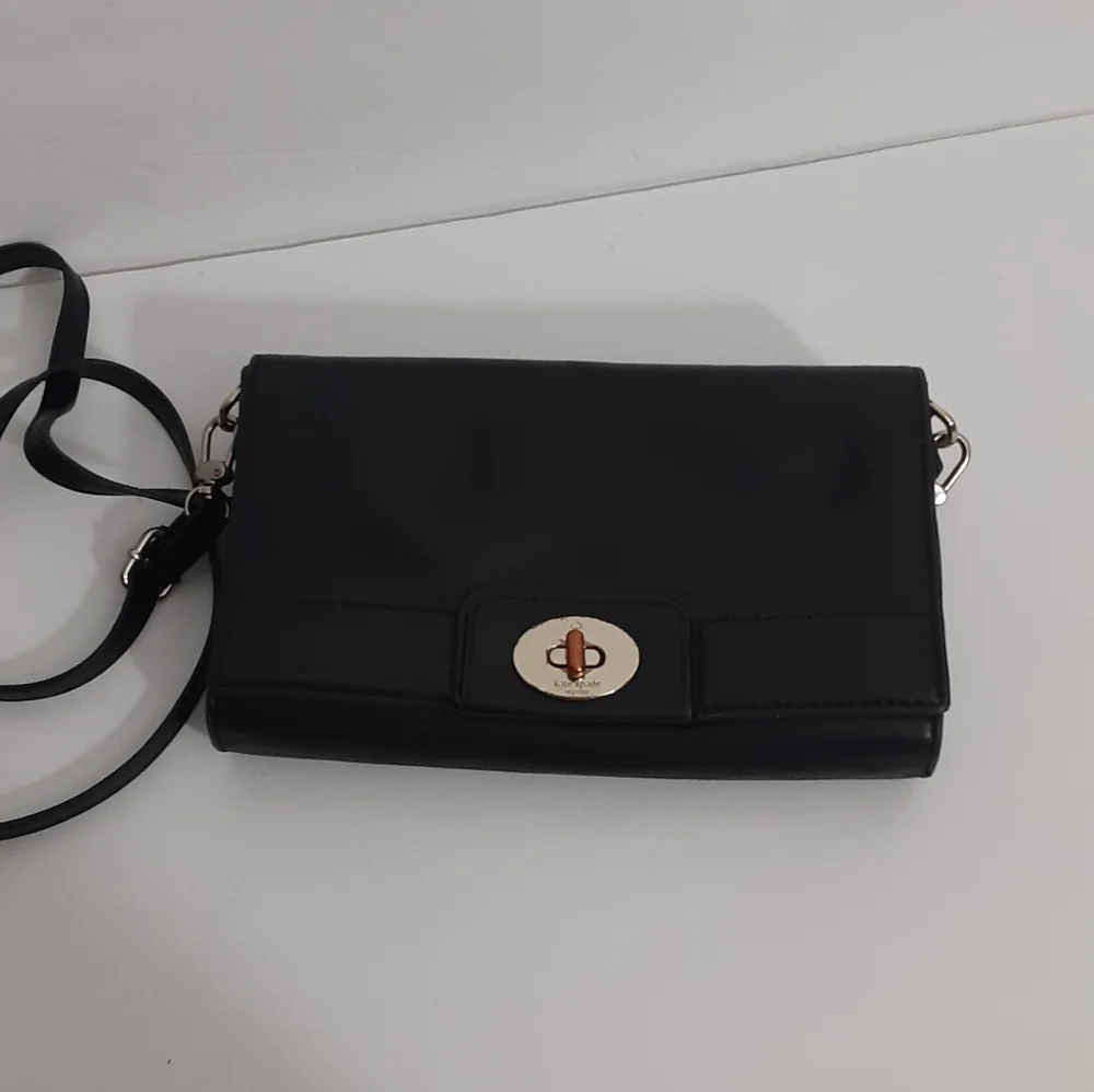Kate Spade black leather crossbody bag